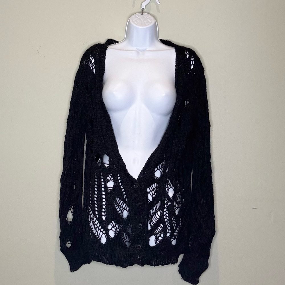 IRO black open-weave alpaca cardigan, size 1
